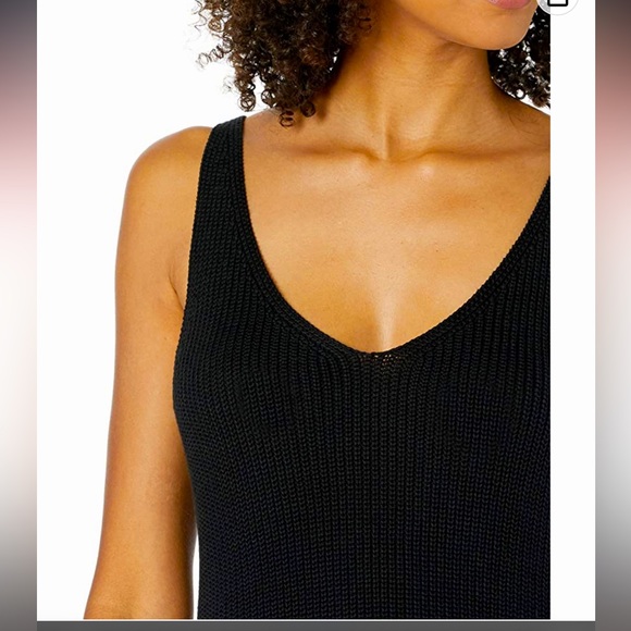 Double V-Neck Textured Rib Sweater Tank. - Picture 2 of 3